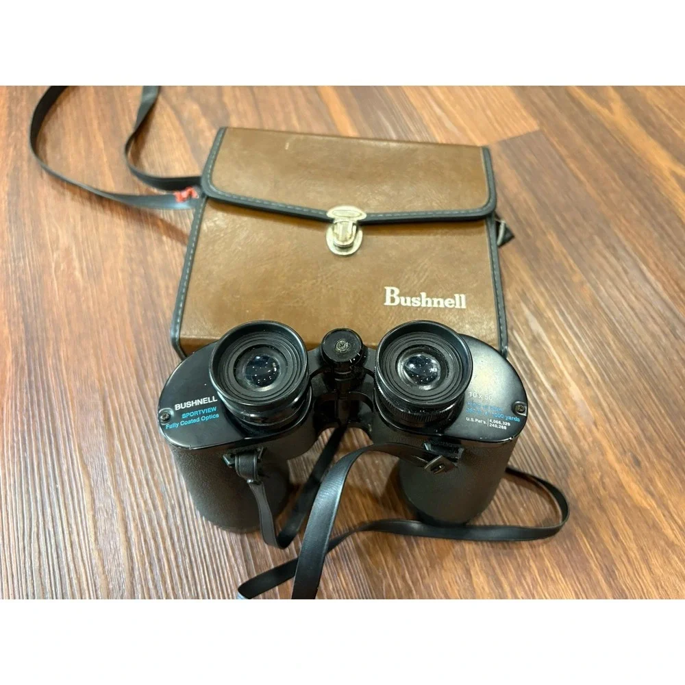 Vintage‎ Bushnell Insta-Focus 10x50 Binoculars 367 ft at 1000 yds Case & Strap